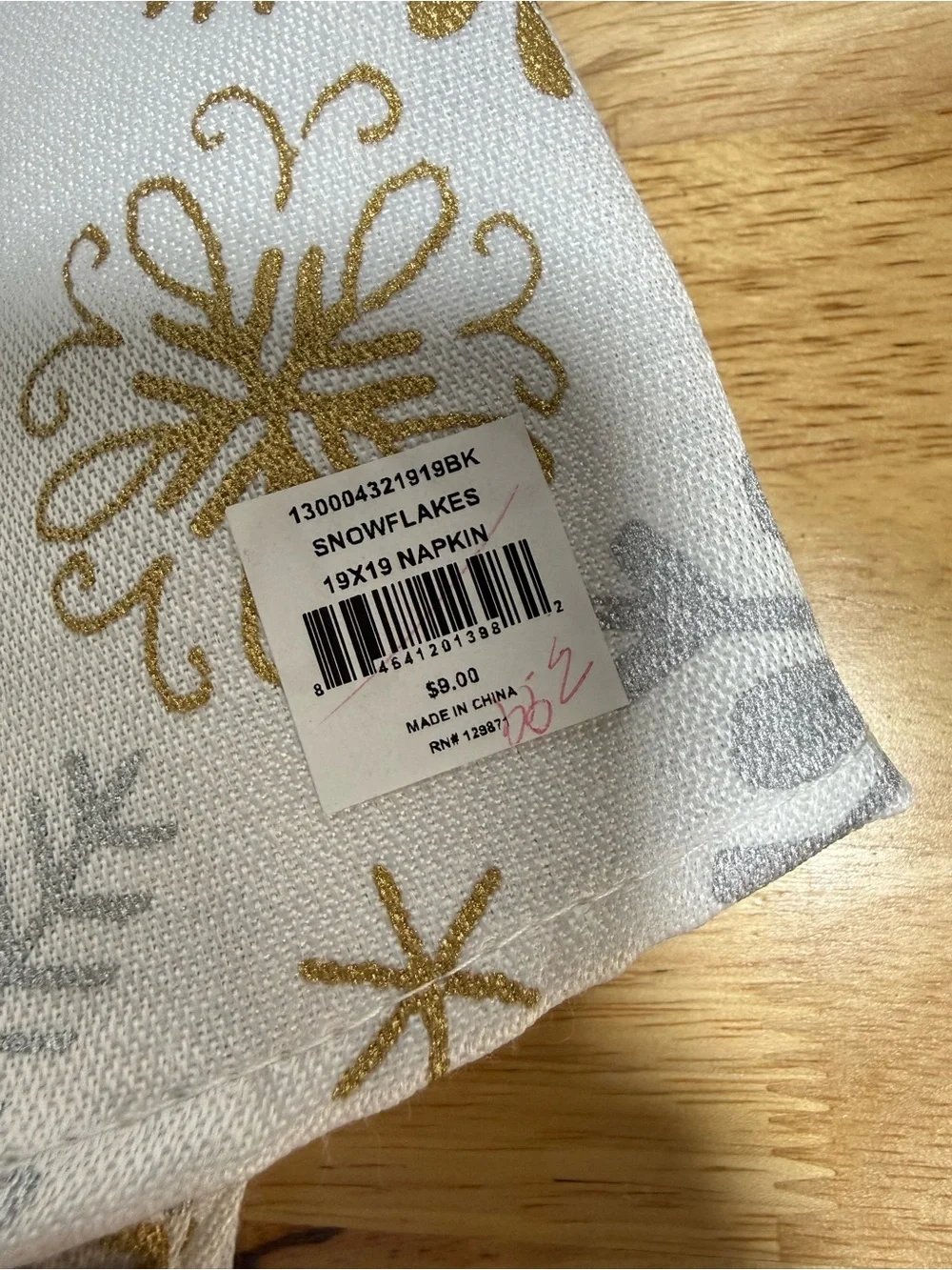 12 Gold Silver Snowflake Fabric Napkins 19x19 Winter Wonderland Christmas Dec
